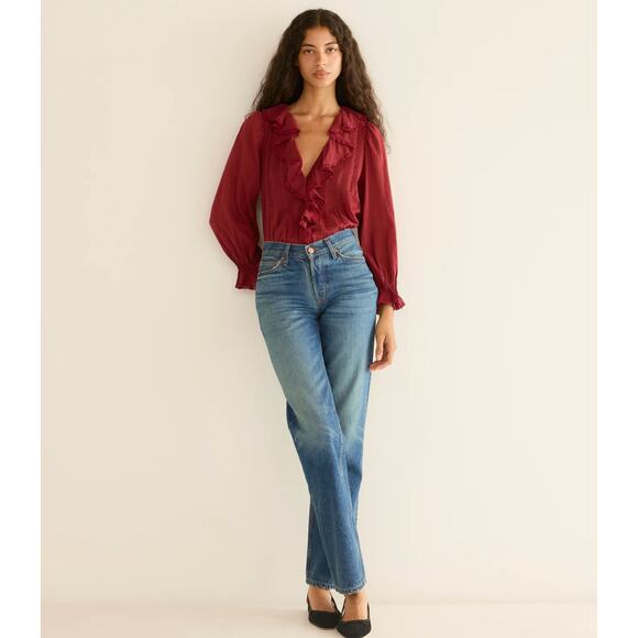 B44 DOEN Diana High Rise Straight Jeans 26 Villefort Organic Cotton Button Fly - Picture 3 of 13